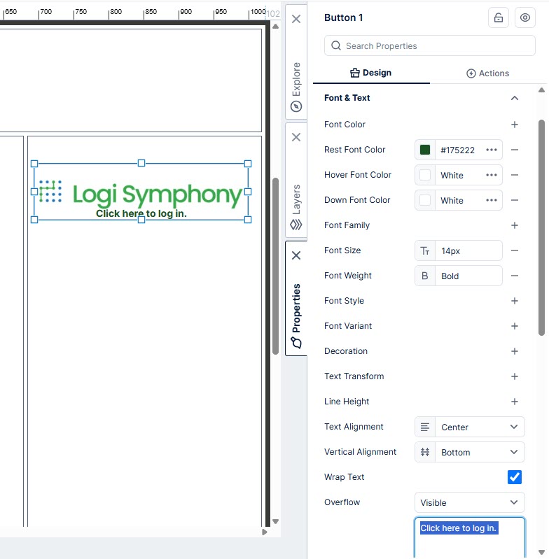Button text properties