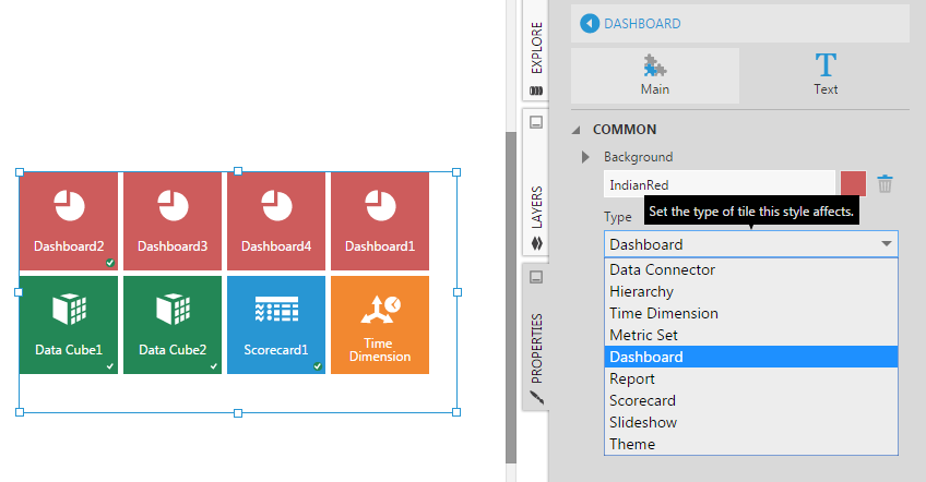 Changing the background color for dashboard tiles