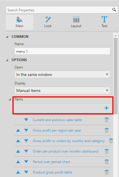 Expand Items and add a new item