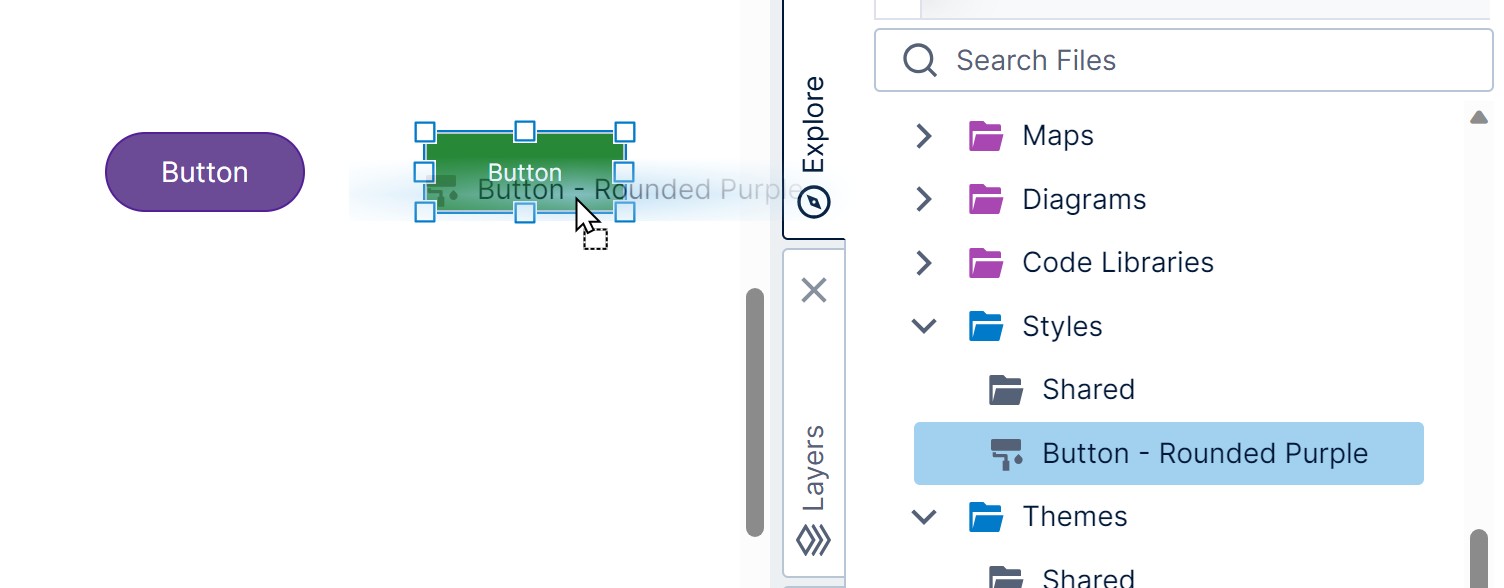 Drag a style onto the button 