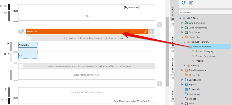 Replace column with a hierarchy
