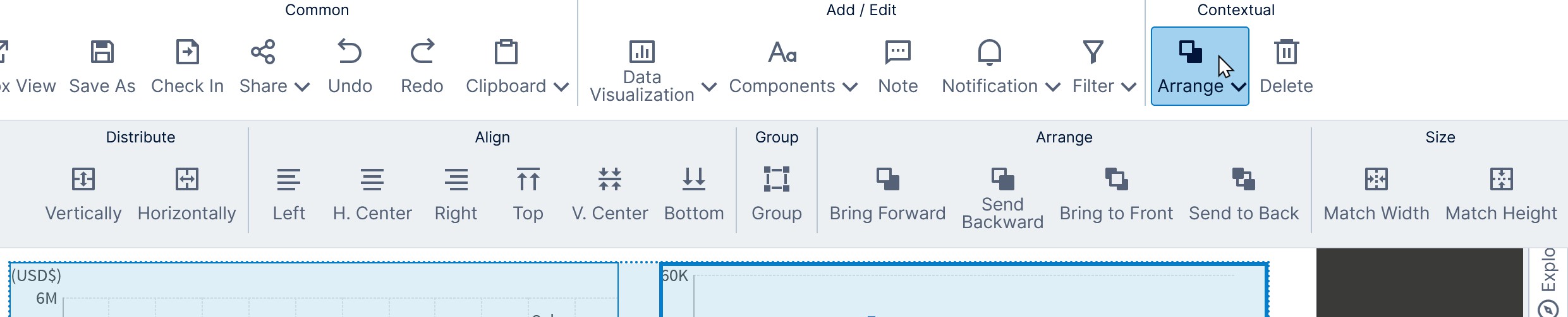 Arrange options for multiple items
