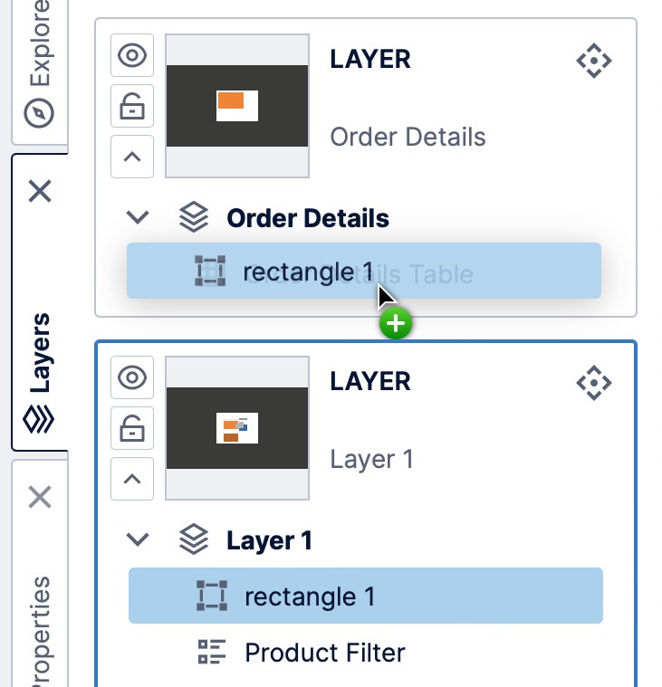 Move an element between layers using drag-and- drop 
