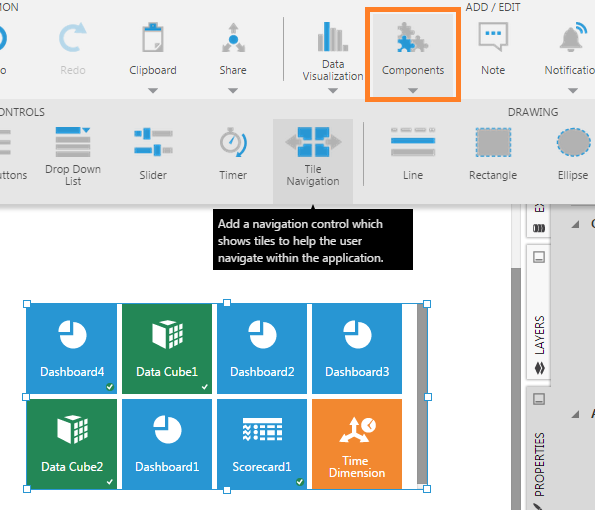 Add a Tile Naviga  tion component to the canvas 