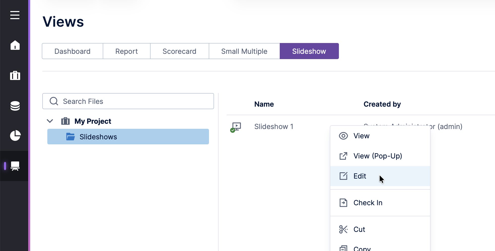 Opening a slideshow for editing