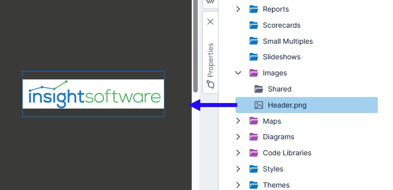 Drag image to dashboard canvas