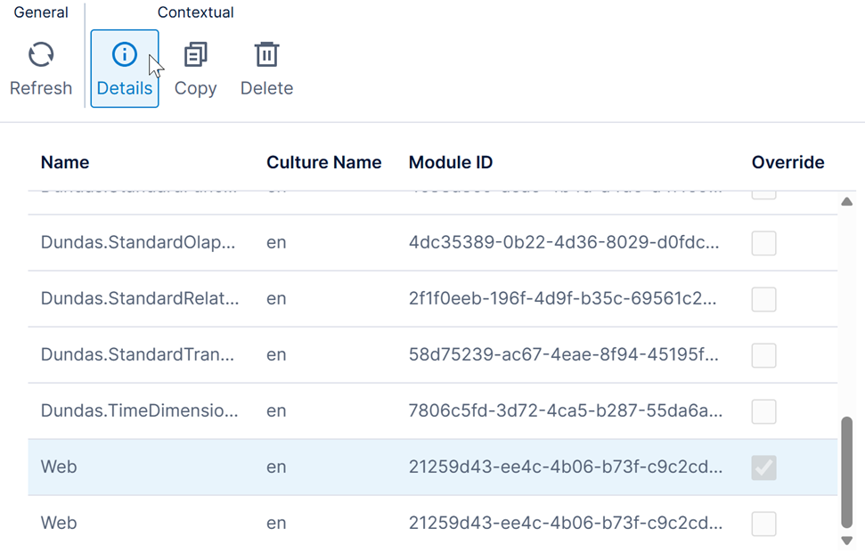 Open the override's details to edit