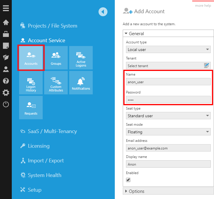 Add a new user account