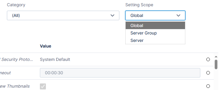 Setting scope to view configurations