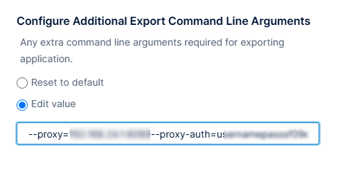 Additional Export Command Line Arguments