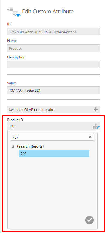 Set the custom attribute value to 707.ProductID