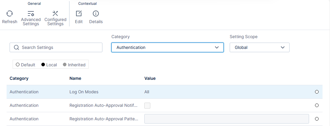 Check the Log On Modes setting 