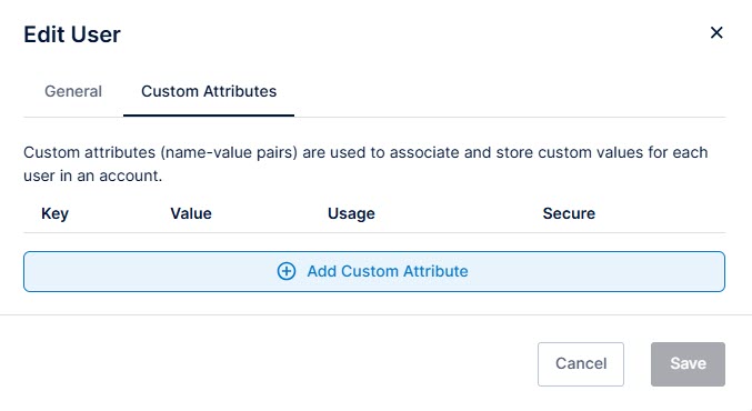 Use this work area to add, edit, or remove custom attributes for this user