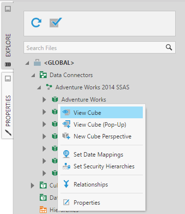 View the OLAP cube