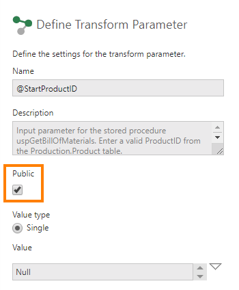 Set @StartProductID to public