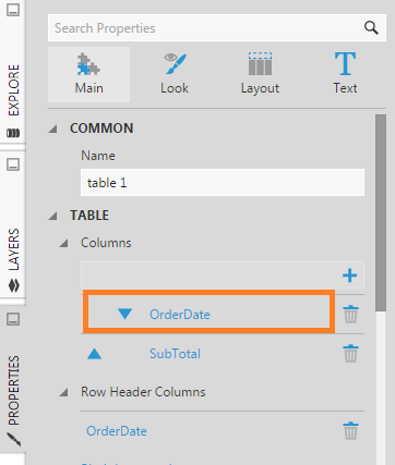Column properties
