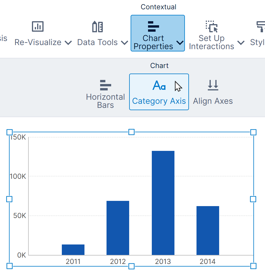 Click Category Axis to switch to category scale type