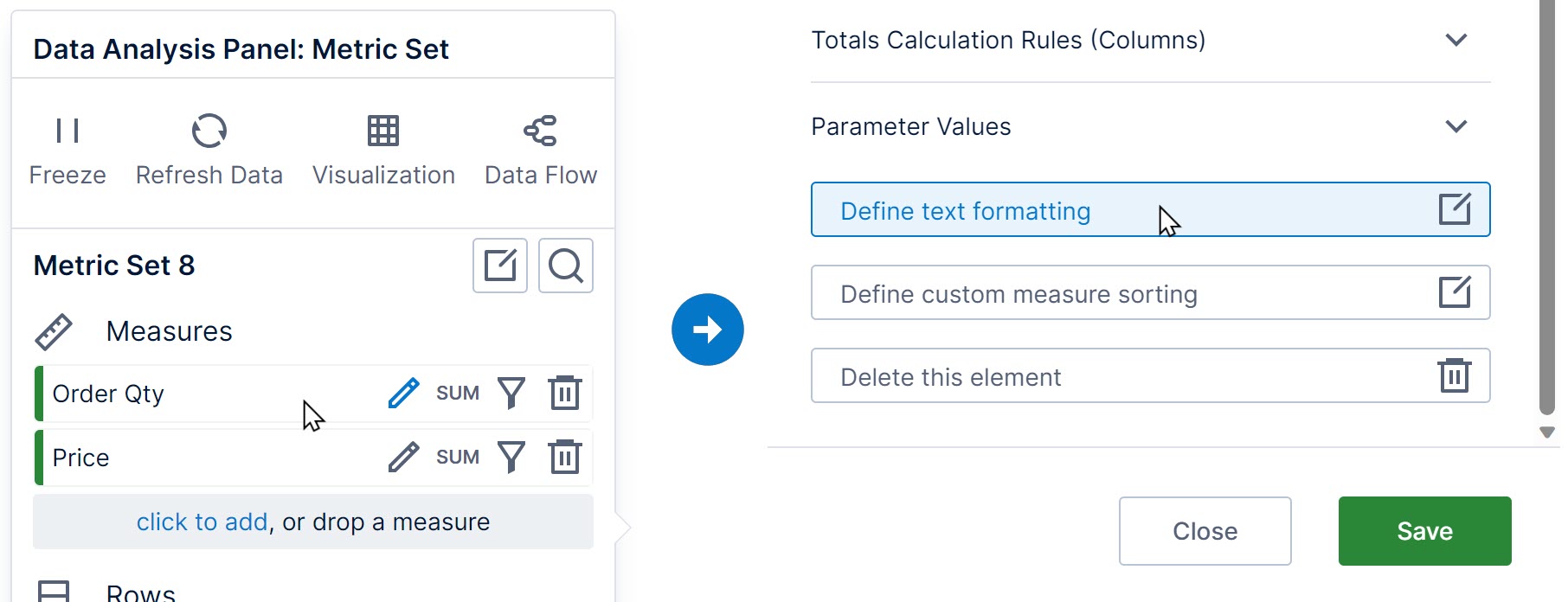 Configure format