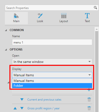 Display a folder