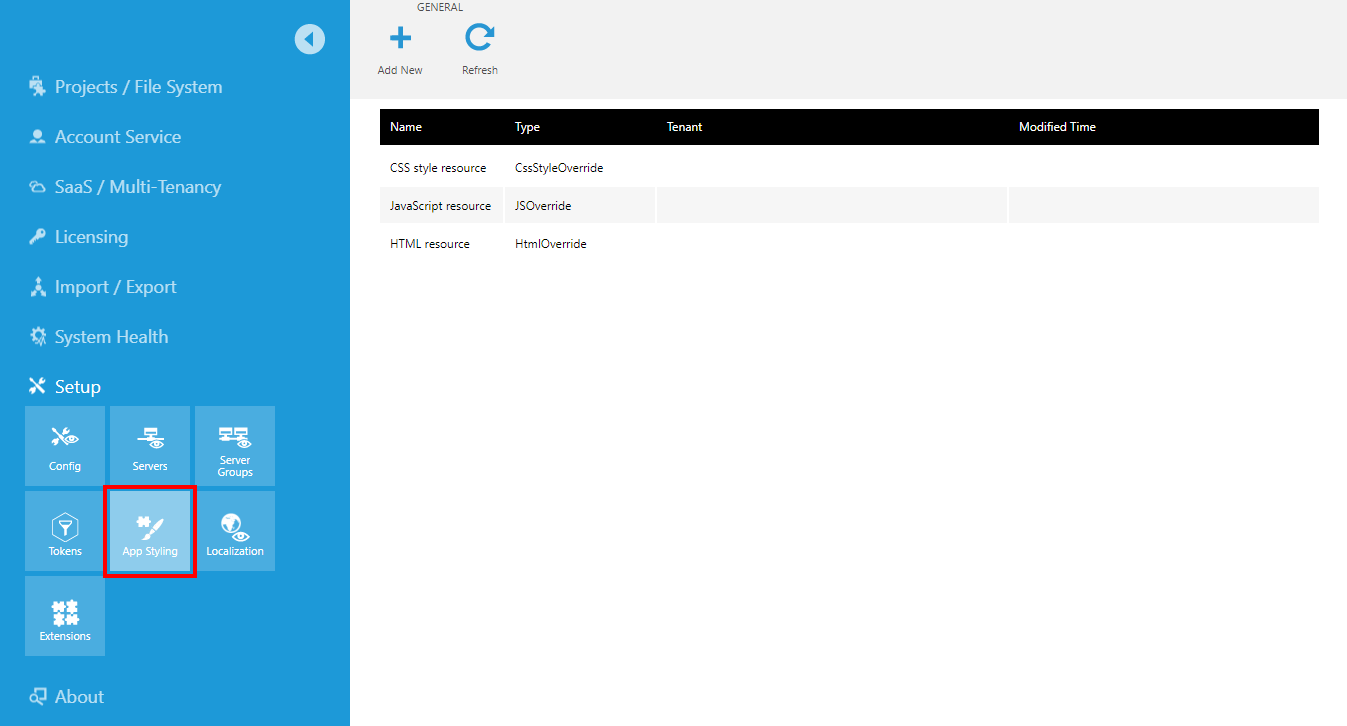 Application styling
