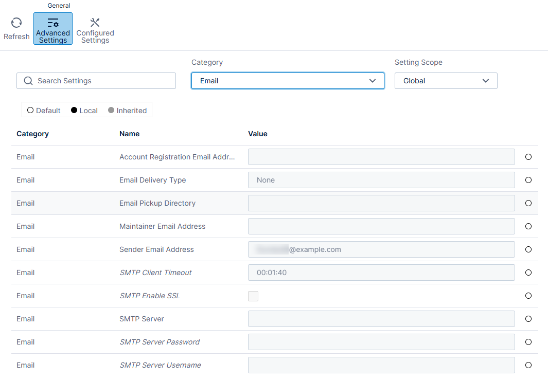 Email settings