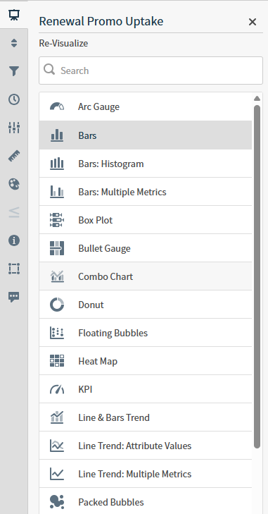 use this work area to select a different visual type to display your data