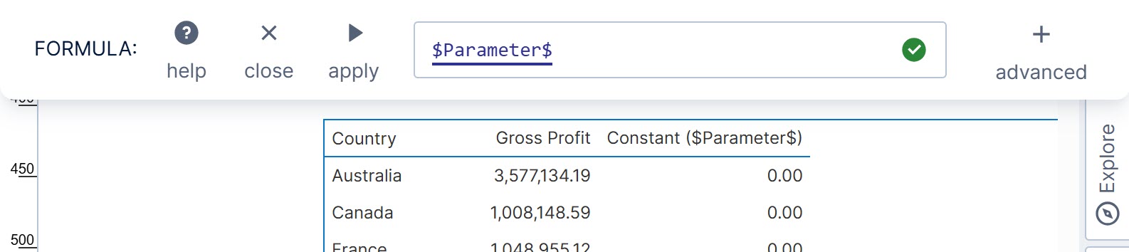 Creating a parameter placeholder 