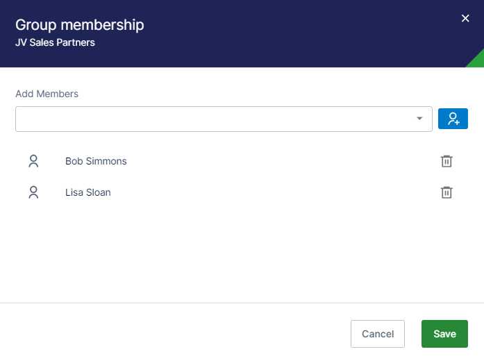 add, remove, and review members of the selected group