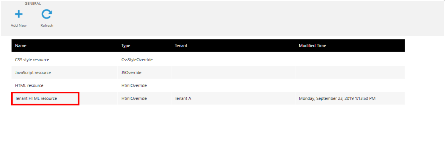 Tenant resource file
