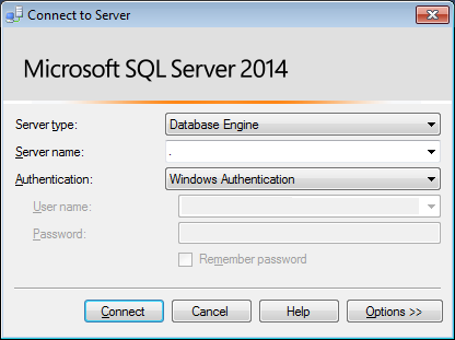 Connecting to a database server (e.g., localhost)