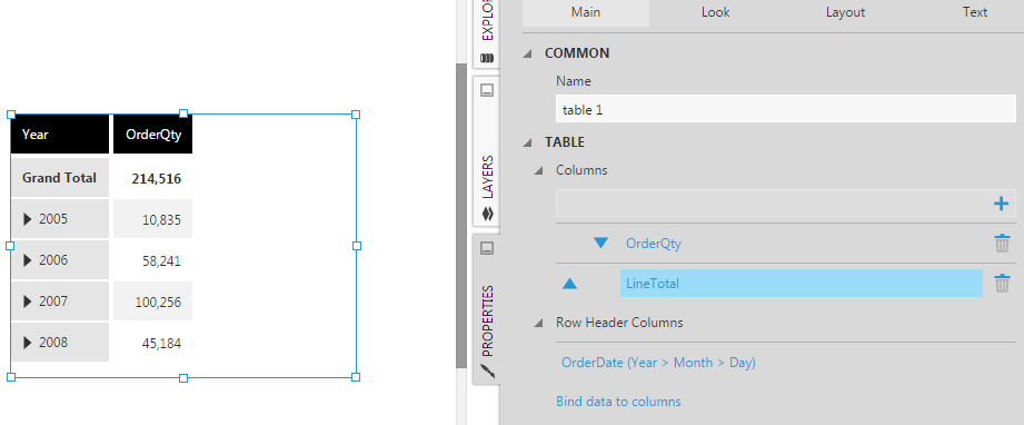 Column is hidden